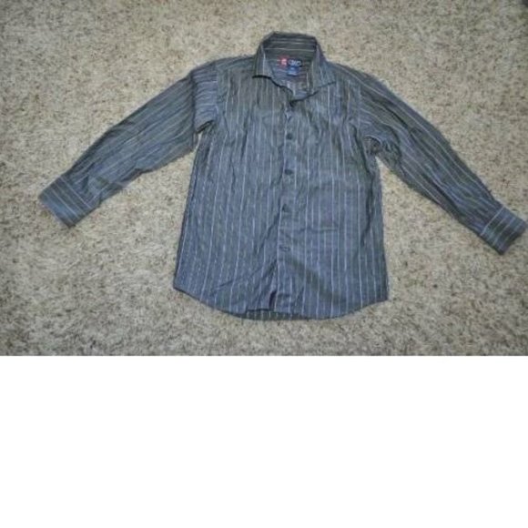 Chaps Other - Boys Dress Shirt Chaps 8 Gray Purple Striped Long Sleeve Button Up Collared
